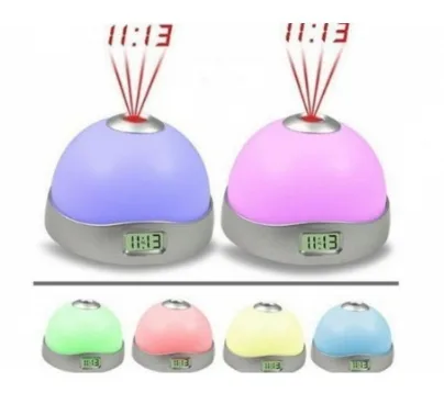 Set 2 Lampi de veghe cu ceas si proiectie