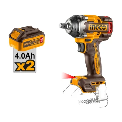 Masina de insurbat cheie cu impact 20V BL 1/2 500nm cu 2 x 4.0Ah cu baterie Ingco CIWLI2050