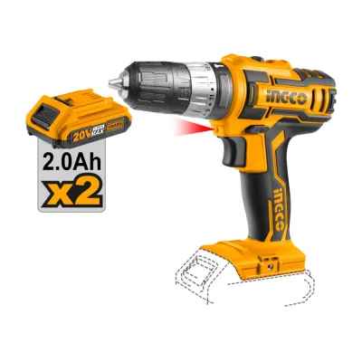 Masina de gaurit Bormasina cu impact 45Nm 20V cu 2 Acumulatori mandrina metal Ingco CIDLI2002