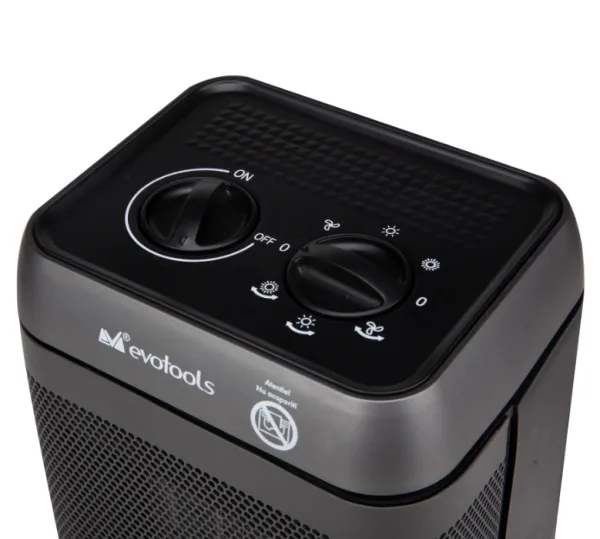 Aeroterma Electrica 1500W Rotire 90° Cu Rezistenta Ceramica, 110 m³/h, 3 trepte, Evotools 681915