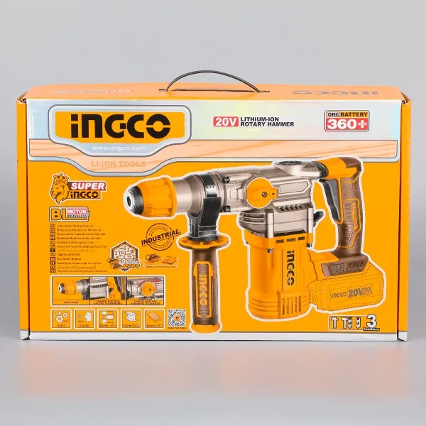 Ciocan rotopercutor 4.5J, 930rpm, 4400bpm, 20V Brushless Fara Acumulator Ingco CRHLI20288