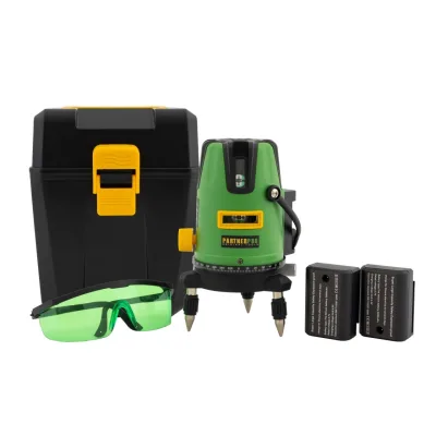 Nivela laser 5 linii, 40m, ±2mm/5m, si 2 acumulatori, PARTNER PRO PLE-5D 14624