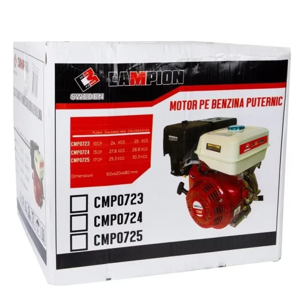 Motor pe benzina 10CP, 177F, 25mm ax orizontal, OHV 4 timpi, 196cc, rezervor 3.6L, Campion CMP0723