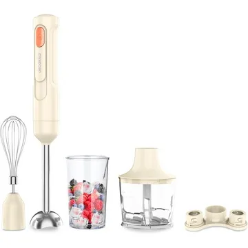 Blender mixer cu baterie 5 in 1, 60W, fara fir, 0.5L, alb, Decakila KMJB042W