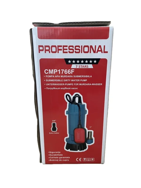 Pompa submersibila apa murdara cu plutitor, 750w, 1hp, 3mc/h, 25m inaltime, 2860rpm, Campion PROFESSIONAL CMP1766F