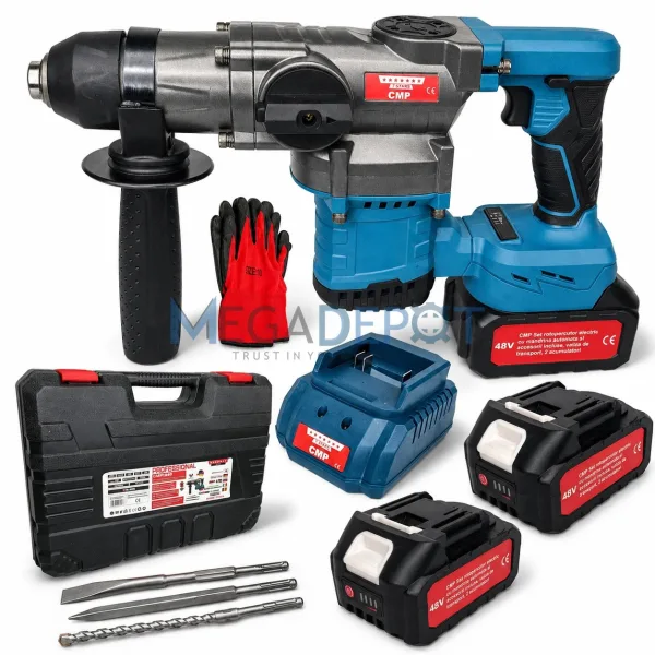 Ciocan Rotopercutor 9J, Brushless, cu 2 acumulatori 48V, 3500W, Campion PROFESSIONAL CMP1840