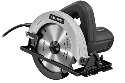Fierastrau circular 1400W, 5300rot/min, disc 185mm, taiere 65mm la 90°, reglaj unghi 45°, sina de ghidare, KRAFTNER KF-1805