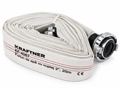 Furtun de apa 2" cu cuplaj, 20 m, pentru motopompe si pompe de apa, KRAFTNER KF-4067