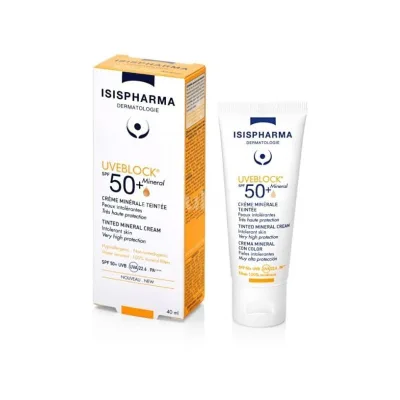 Crema cu protectie solara UVEBLOCK SPF 50+ Tinted Mineral, 40 ml, IsisPharma