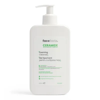 Gel spumant pentru curatarea fetei Ceramide, 400ml, Face Facts