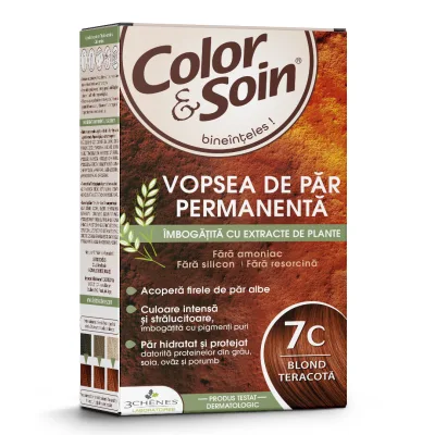 Vopsea de par fara amoniac, fara silicon, blond teracota, 7C, Color&amp;Soin